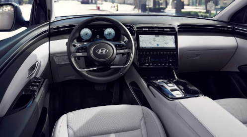 2024 Hyundai Tucson comfortable steering wheel and interior leather.