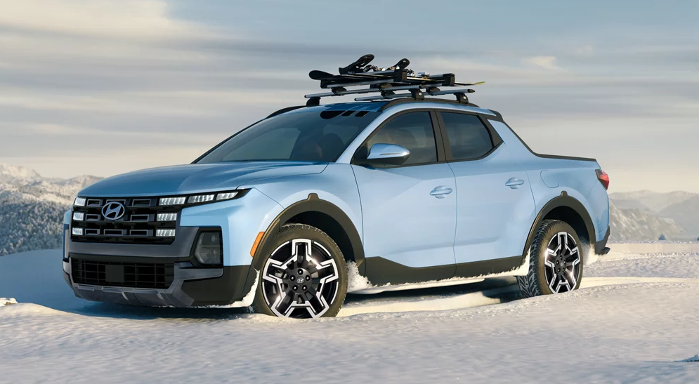 2025 Santa Cruz parked in the snow with a customized roof rack.